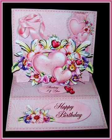 Easel Pop-ups - Pink Hearts & Roses by Rae Trees