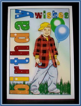 Birthday Boy Card Front and Decoupage by Rae Trees