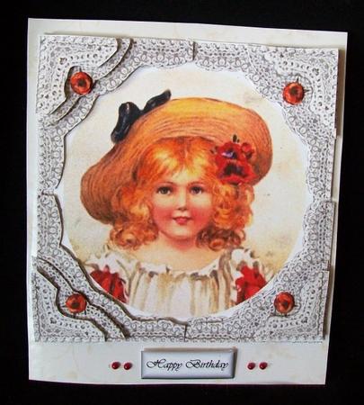 Victorian Poppy Girl 3D Square Frame Corner Sta by Rae Trees