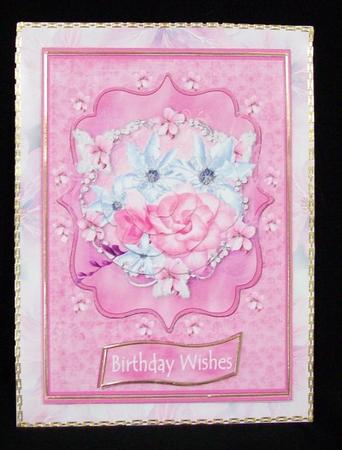 Pink Gardenias with Clematis - Card Front with Stacker by Rae Trees