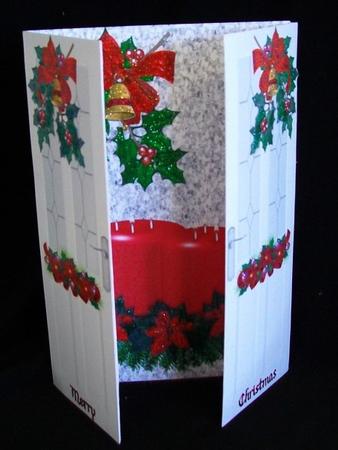 Red Christmas Candles with Bells Gatefold by Rae Trees