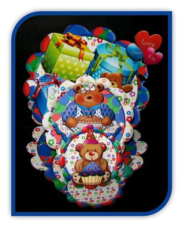 A Bears Birthday Triple Easel Card & Matching Envelope by Rae Trees