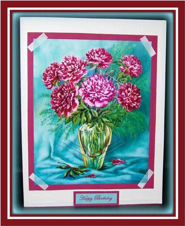Purple Flowers in a Vase Card Front by Rae Trees
