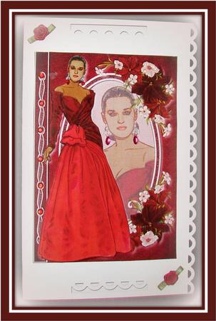 Ethnic Lady in Red Gown Fashion Reflections Card Front by Rae Trees