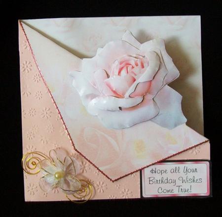 Pink Rose - Corner Fold Back by Rae Trees