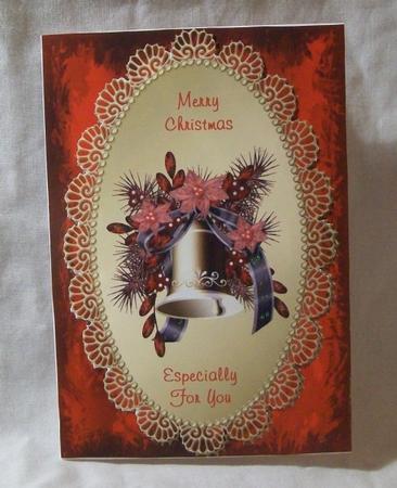 Christmas Bells in Gold Oval Frame by Rae Trees