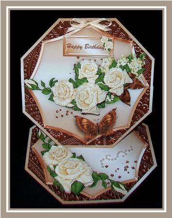 Cream Roses Octagonal Easel Mini Kit by Rae Trees