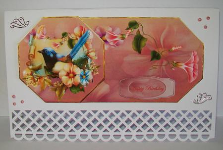 Bird and Blossom Octagon Shaped Card with Topper and Decoupa by Rae Trees