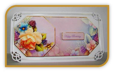 Peach English Rose Octagon Shaped Card and Topper by Rae Trees