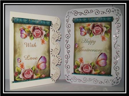 Anniversary & Blank Roses on Scrolls by Rae Trees