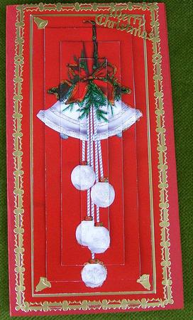 Red and White Christmas Bells Pyramid by Rae Trees