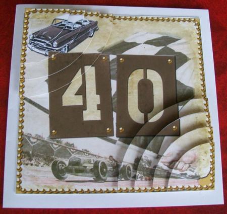 Vintage Racing Age 40 6inch Duo Corner Stacker by Rae Trees