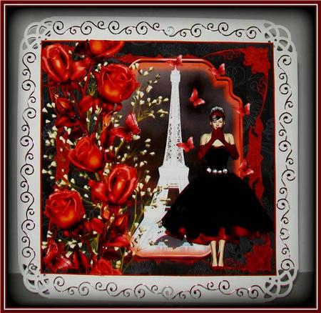One Night in Paris 1950's Style Card Front by Rae Trees