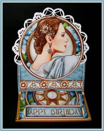 Art Deco Lady Pandore (light Blue) Mini Easel by Rae Trees
