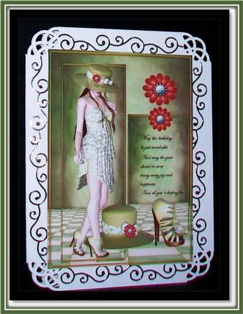 A4 Topper Vintage Girl Happy Birthday by Rae Trees