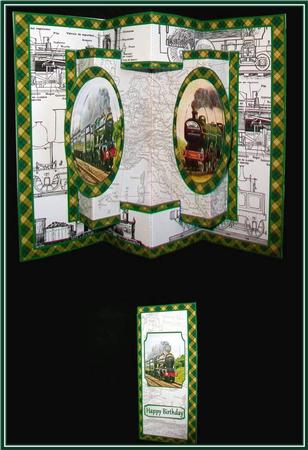 3D Double Concertina Pop-out "steam Trains" by Rae Trees