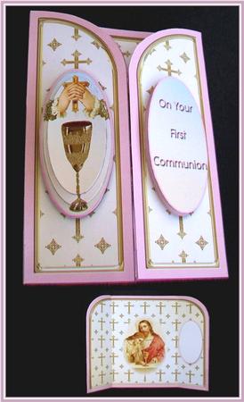 First Communion Pink 5 x 7 Gatefold Mini Kit by Rae Trees