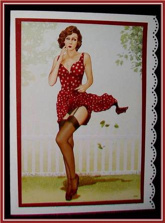 1950's Pin Up Girl Eva Grace A4 (red) by Rae Trees