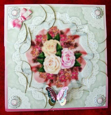 Roses Posey 'n Lace Heart Shaped Quadro Corner Stacker by Rae Trees