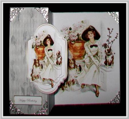 Lady with Her Dogs, No Hole Foldback Card Mini Kit by Rae Trees
