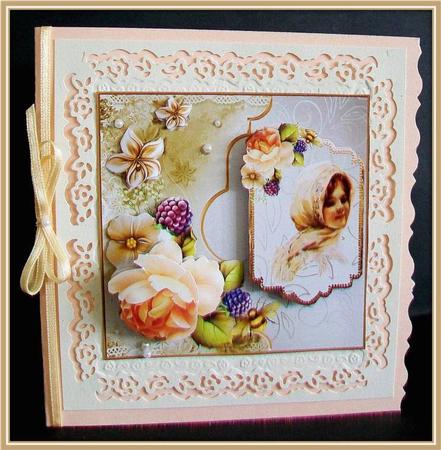 Lady in Scarf with Roses Card Front and Topper by Rae Trees