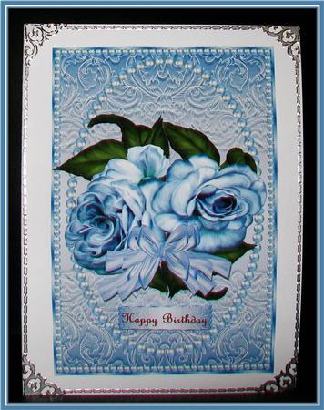 Vintage Roses on French Lace and Pearl Frame by Rae Trees
