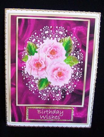 Roses, Lace and Silk - Card Front with Ornamental Stacker by Rae Trees