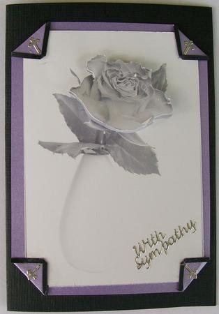 Single Rose Thinking of You, Sympathy Quick Card in Black and White by Rae Trees