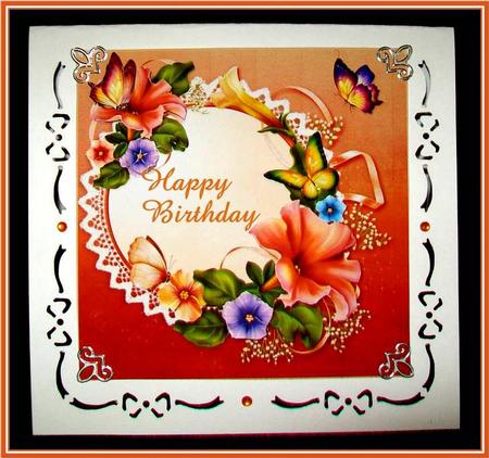 8x8 Colourful Petunias and Butterflies by Rae Trees