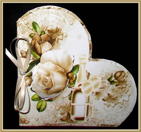 Celebration Heart Card with Decoupage by Rae Trees