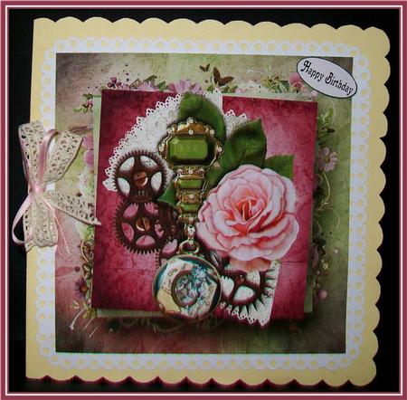 Jewel Vintage Flair Rose Approx.8x8 Topper & Decoupage by Rae Trees