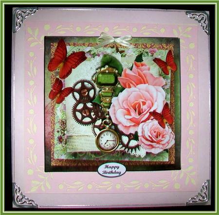 Time for Roses & Butterflies Card Topper & Decoupage by Rae Trees