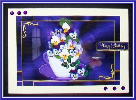 Pansies in a Teacup by Rae Trees