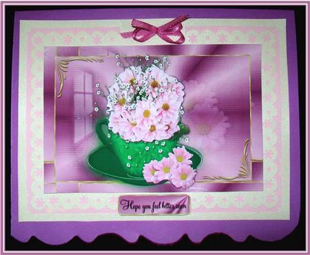 Pink Chrysanthnum in a Teacup by Rae Trees