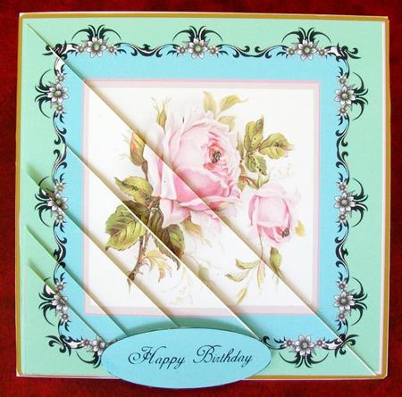With Sympathy Happy Birthday Roses and Lace Card by Rae Trees