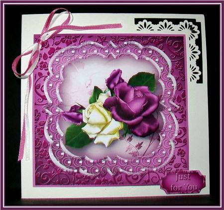 Purple Roses Triple Layer Card Front Mini Kit by Rae Trees