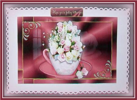 Pink and Cream Roses in a Teacup by Rae Trees
