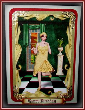 Gold Flapper Birthday Decoupage by Rae Trees