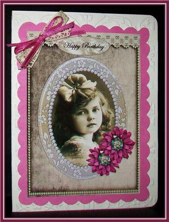Vintage Girl in Pearl Frame by Rae Trees