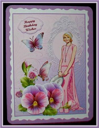 Pink Lady and Pansies by Rae Trees