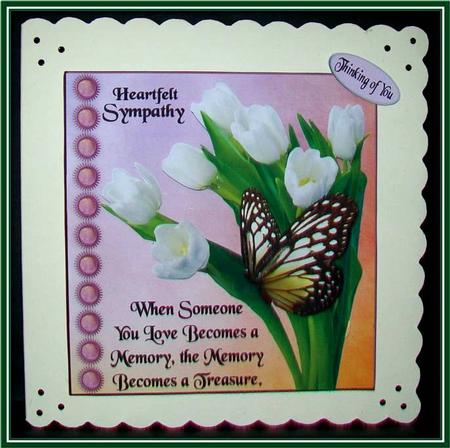 Heartfelt Sympathy with Flower & Butterfly Decoupage by Rae Trees