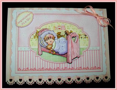 Cute Lullaby New Baby Girl Card Topper & Decoupage by Rae Trees