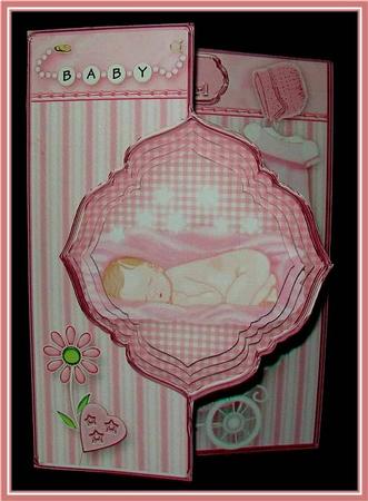 New Baby Girl Offset Fold Card Mini Kit by Rae Trees