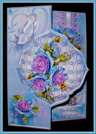 Blue and Lavender Roses Offset Fold Mini Kit by Rae Trees