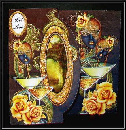 Shaped Front Free Standing Easel - Cocktails & Masquerade by Rae Trees