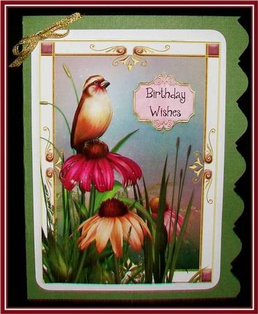 Summer Bird & Pink Flowers by Rae Trees