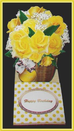 Yellow Roses Basket Easel Card & Envelope by Rae Trees