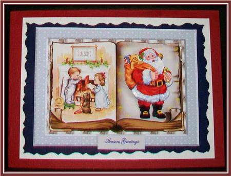 Christmas Santa Card with Decoupage and Sentiment Tags by Rae Trees