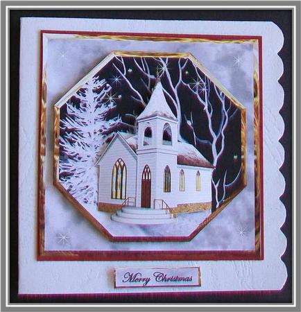 Church in the Moonlight Card with Topper and Decoupage by Rae Trees