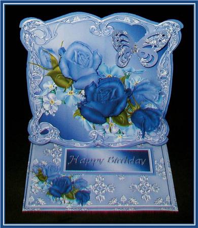 Blue Roses Shaped Easel Card Mini Kit by Rae Trees